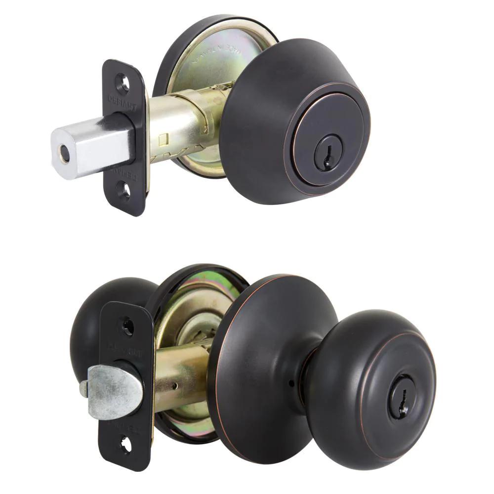 Hartford Aged Bronze Entry Knob and Single Cylinder Deadbolt Combo Pack