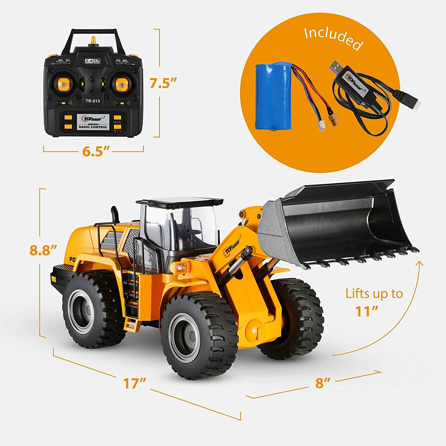 Top Race Remote Control Front Loader Heavy Duty with Metal TR-213