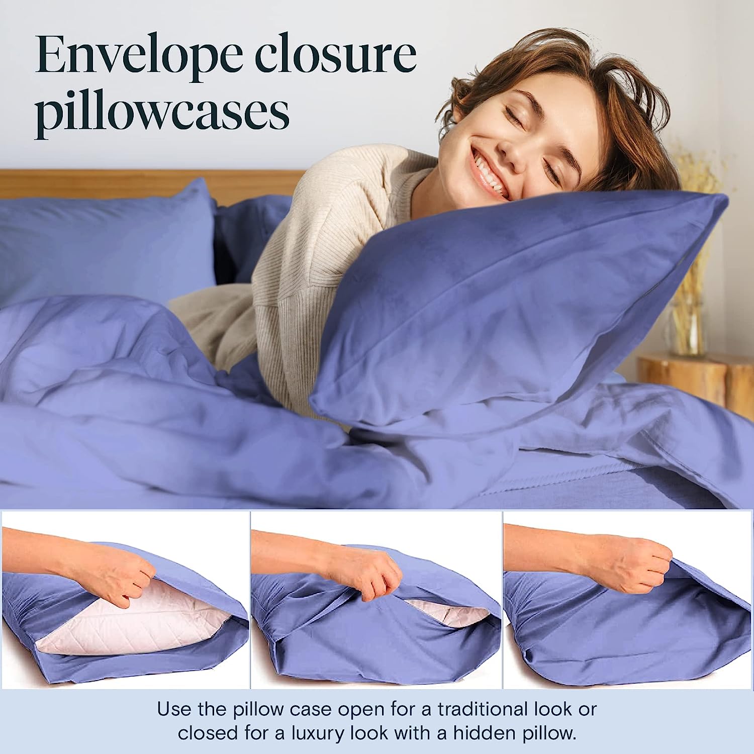LuxClub 6 PC Queen Sheet Set Bamboo Sheets Deep Pockets 18" Eco Friendly Wrinkle Free Cooling Sheets Machine Washable Hotel Bedding Silky Soft - Violet Blue Queen
