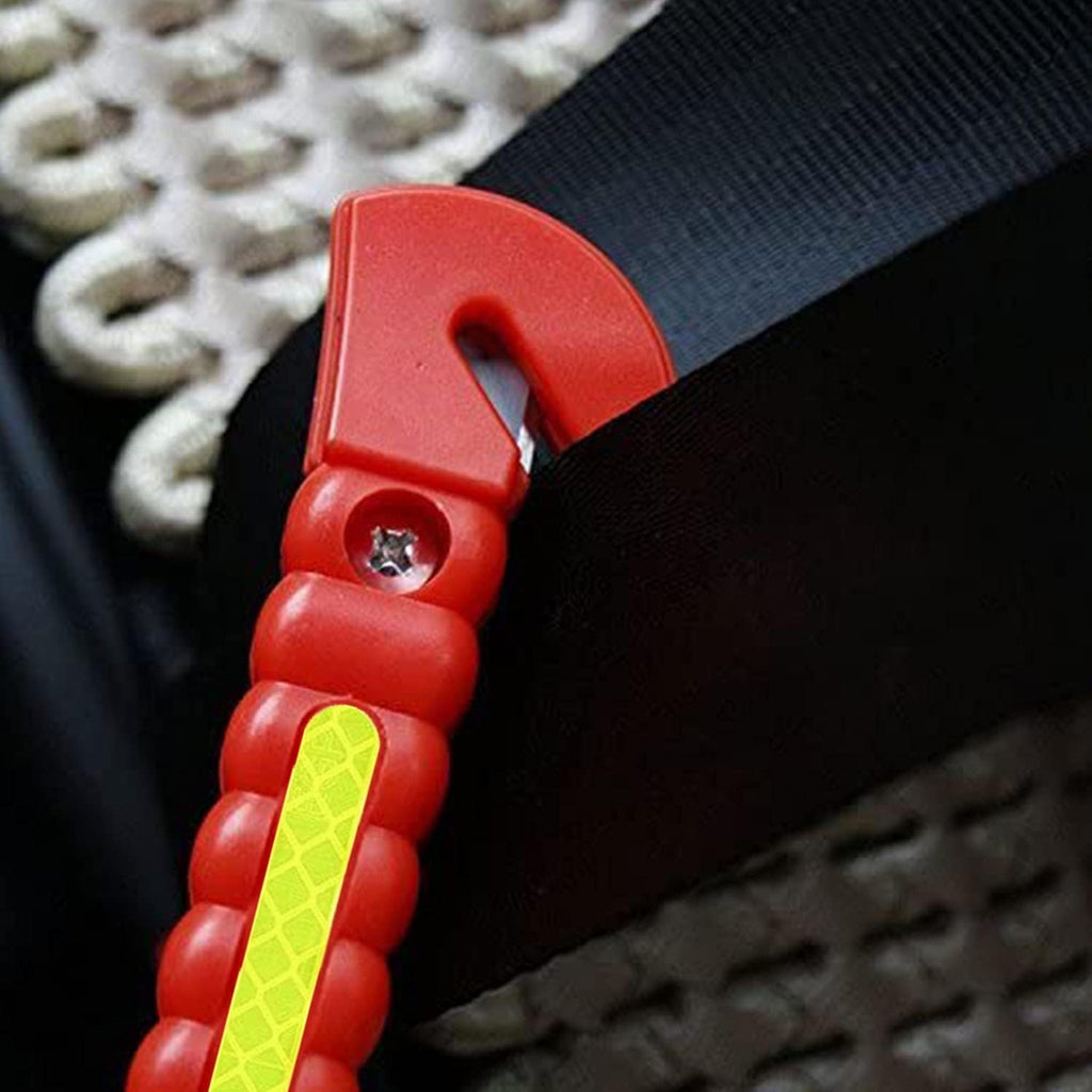 SINSEN Car Safety Hammer Set of 10 Emergency Escape Tool Auto Car Window Glass Hammer Breaker and Seat Belt Cutter Escape 2-in-1 for Family Rescue &amp; Auto Emergency Escape Tools (Reflective Tape 10PCS)