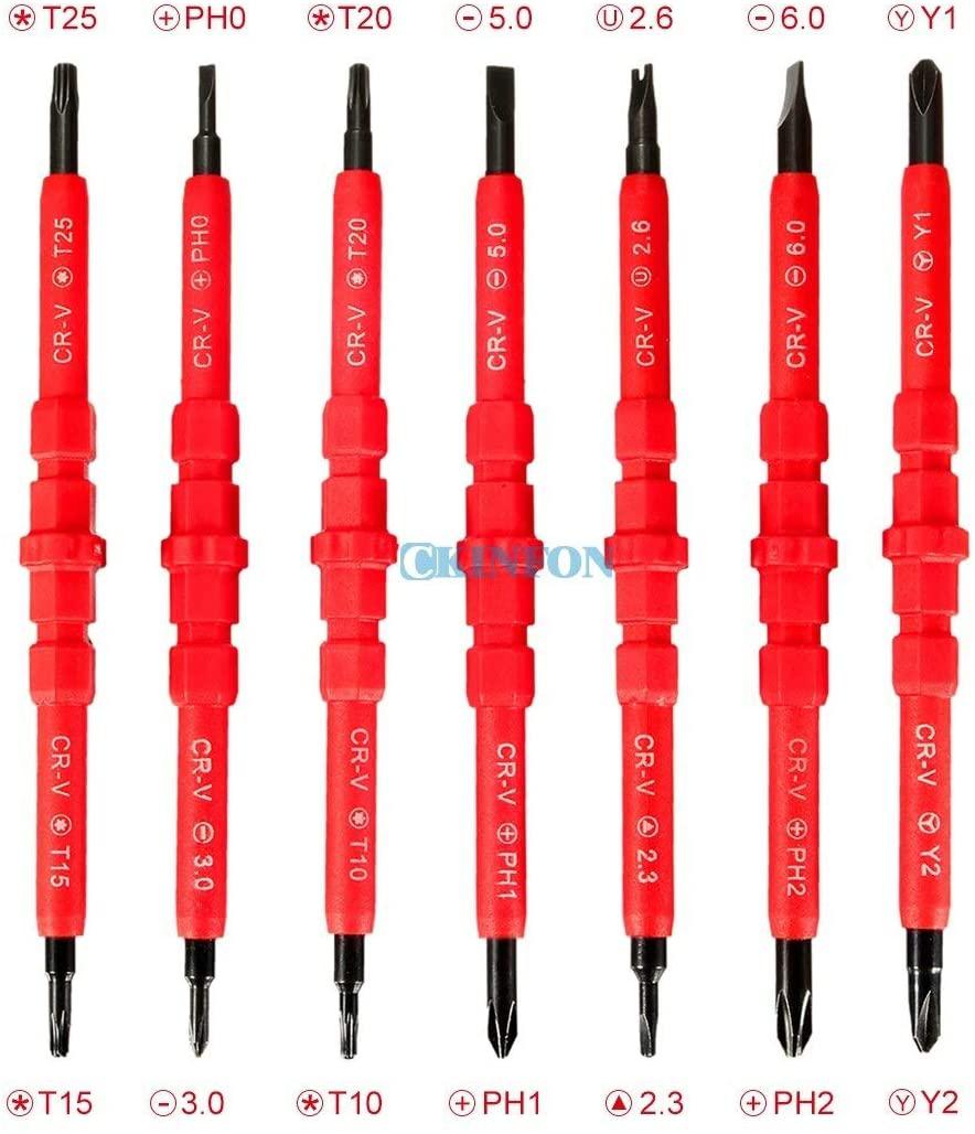 Screwdriver DHL 50Set 8-In-1 Multi-purpose Electrican Insulated Electric Screwdriver Repair Hand Tools Kit Set 500V Color:Red