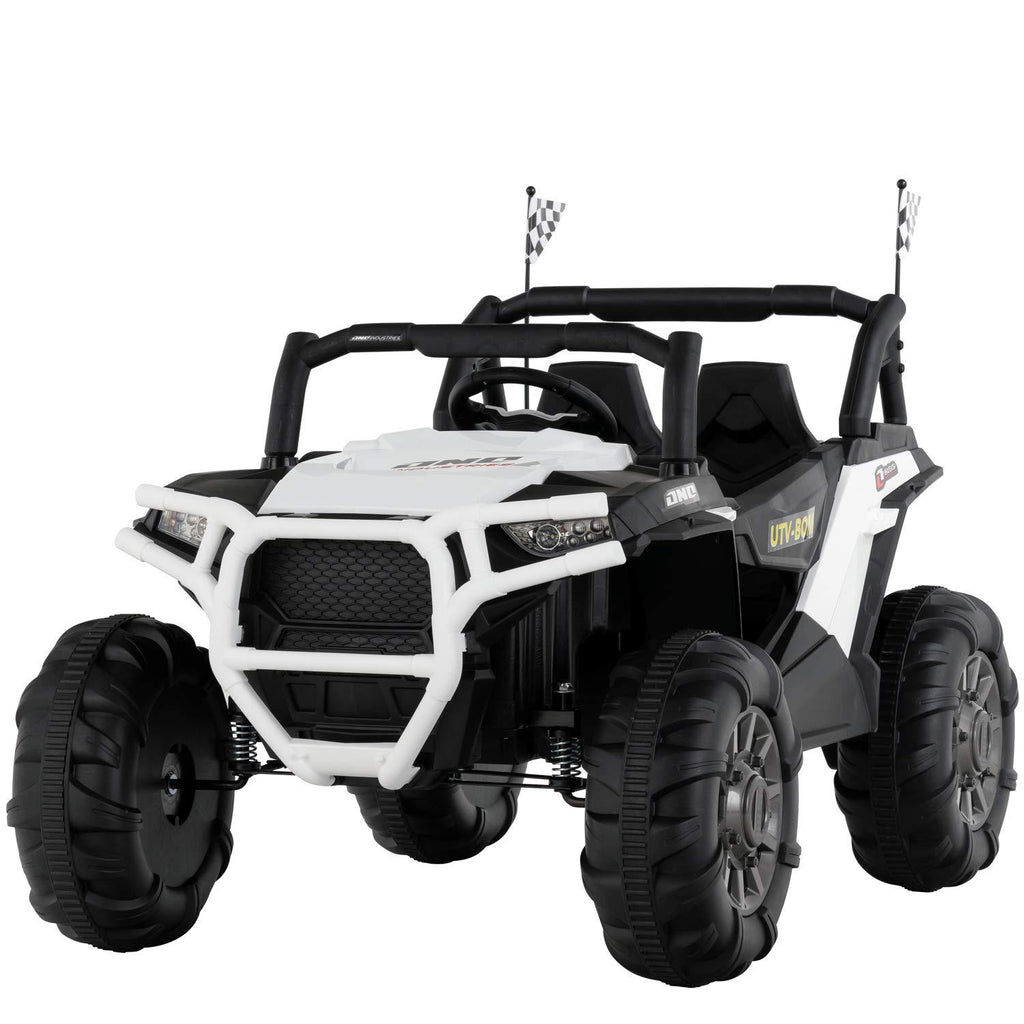 Uenjoy 12V Kids Ride on Toys Electric Battry-Powered Ride-On Truck Car RC Toy w/ Remote Control Realistic Off-Road UTV, Two Seater Ride On 3 Speeds WHITE