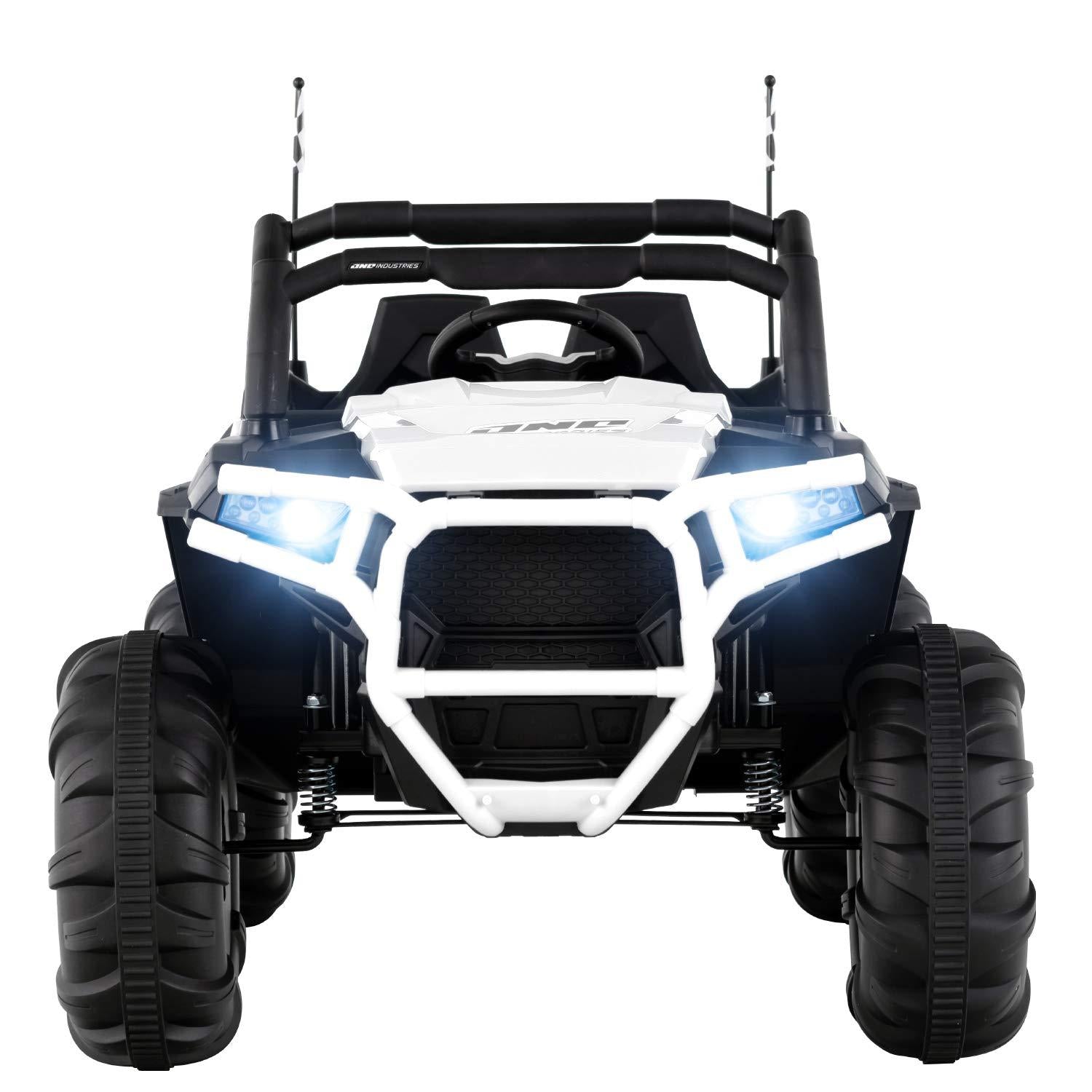 Uenjoy 12V Kids Ride on Toys Electric Battry-Powered Ride-On Truck Car RC Toy w/ Remote Control Realistic Off-Road UTV, Two Seater Ride On 3 Speeds WHITE