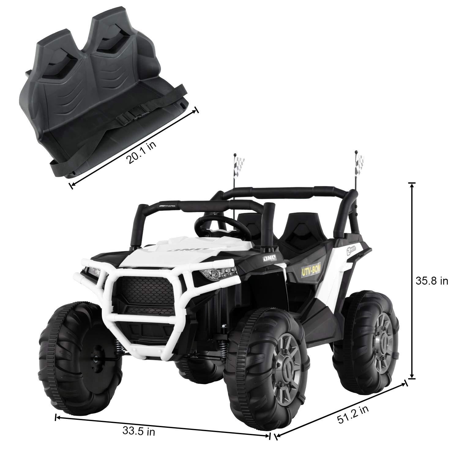 Uenjoy 12V Kids Ride on Toys Electric Battry-Powered Ride-On Truck Car RC Toy w/ Remote Control Realistic Off-Road UTV, Two Seater Ride On 3 Speeds WHITE