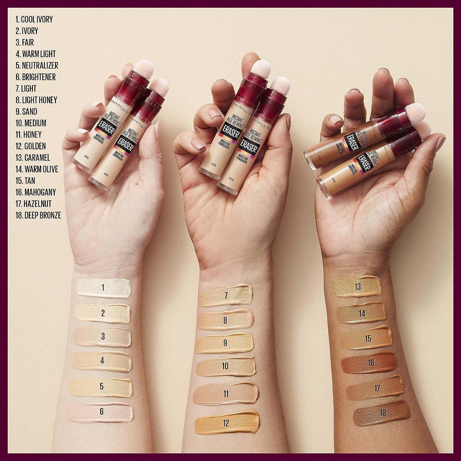 Maybelline New York Instant Age Rewind Eraser Dark Circles Treatment Multi-Use Concealer, 146.5, 1 Count (Packaging May Vary)