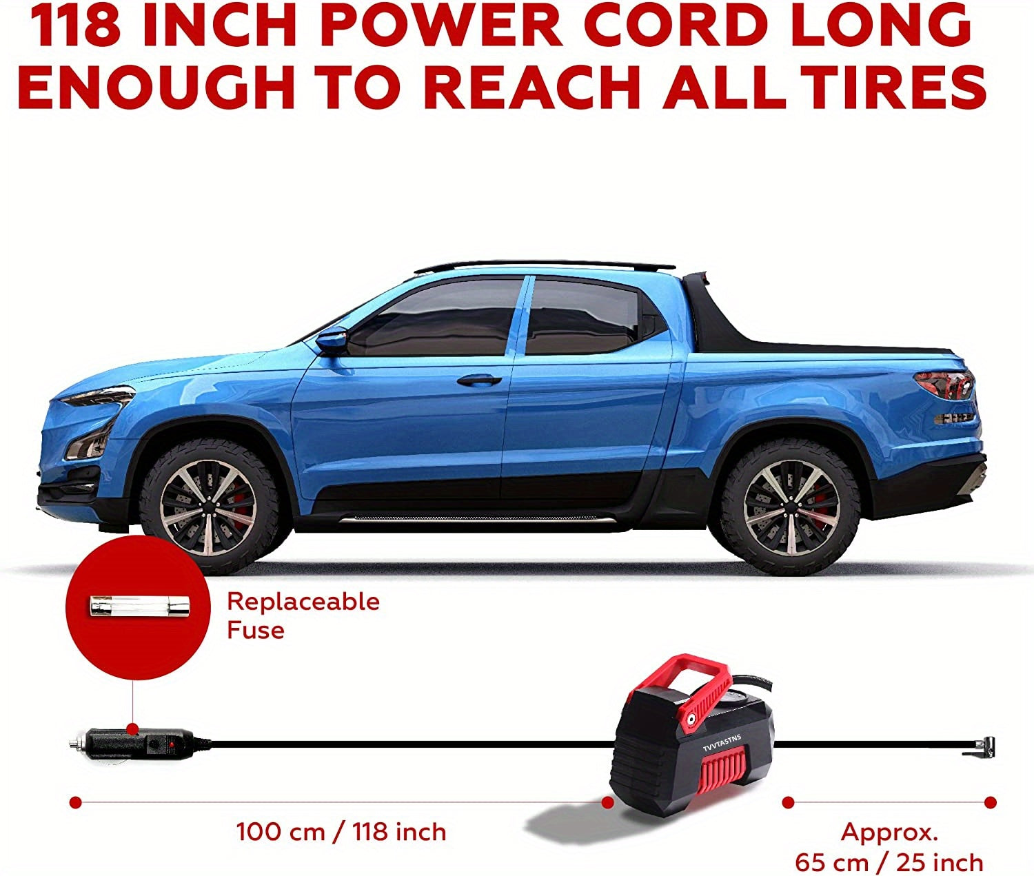 Air Compressor Tire Inflator Portable Air Pump For Car Tires 12V DC Auto Tire Pump With Digital Pressure Gauge, For Car, Bicycle