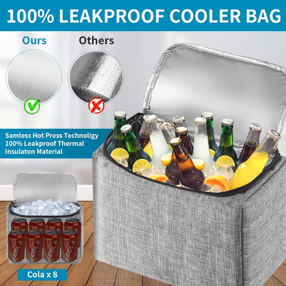 Car Trunk Organizer with Cooler, Hanging Car Organizers and Storage with Large Pockets, Zippers Detachable Seat Back Organizers Storage, Waterproof Car Storage Trunk Organizer for Jeeps, SUVs, Grey