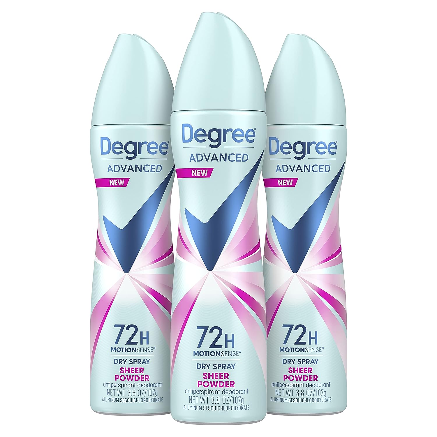 Degree Advanced Antiperspirant Deodorant Dry Spray 72-Hour Sweat and Odor Protection Sheer Powder Deodorant Spray For Women With MotionSense Technology 3.8 oz, Pack of 3