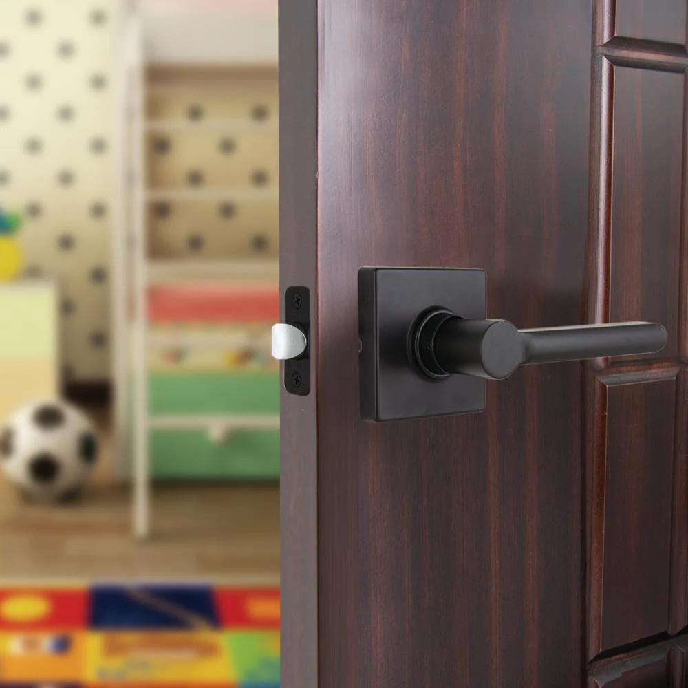 TonbridMatte Black Hall and Closet Door Lever with Square Rose (4-Pack)