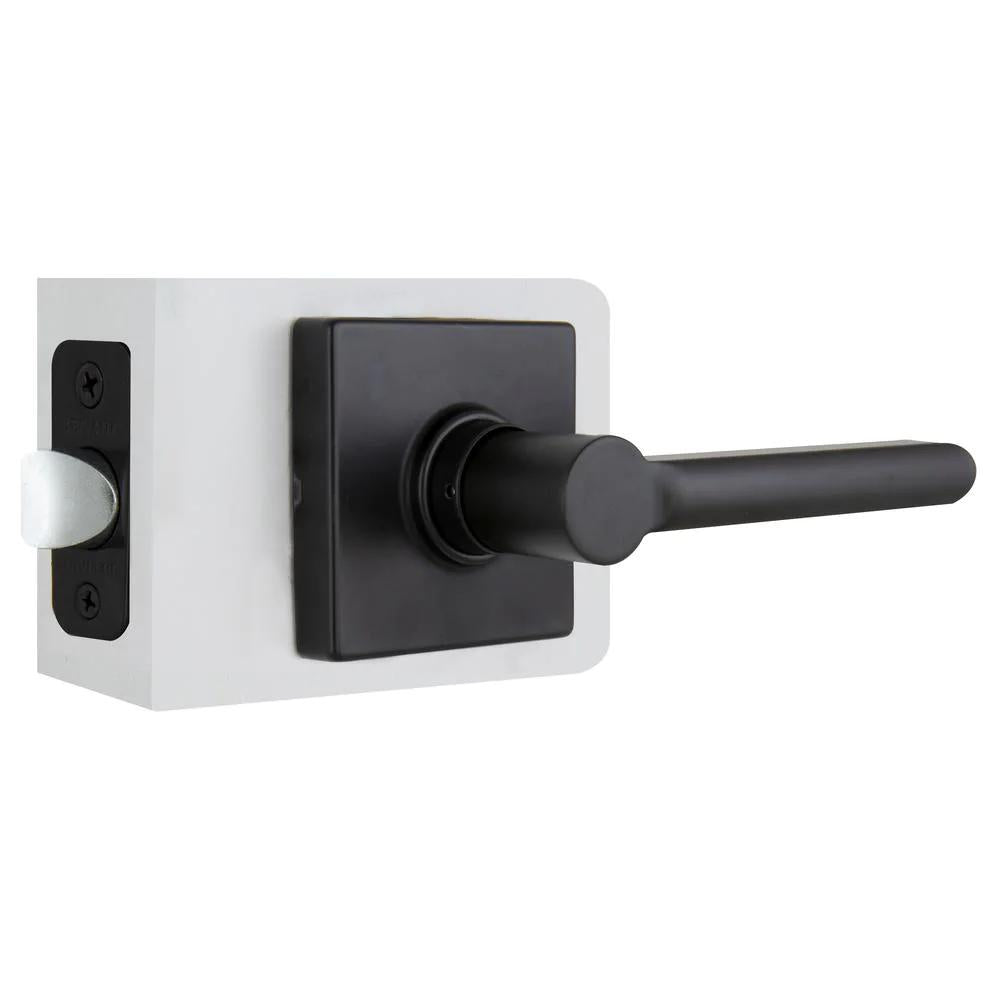 TonbridMatte Black Hall and Closet Door Lever with Square Rose (4-Pack)