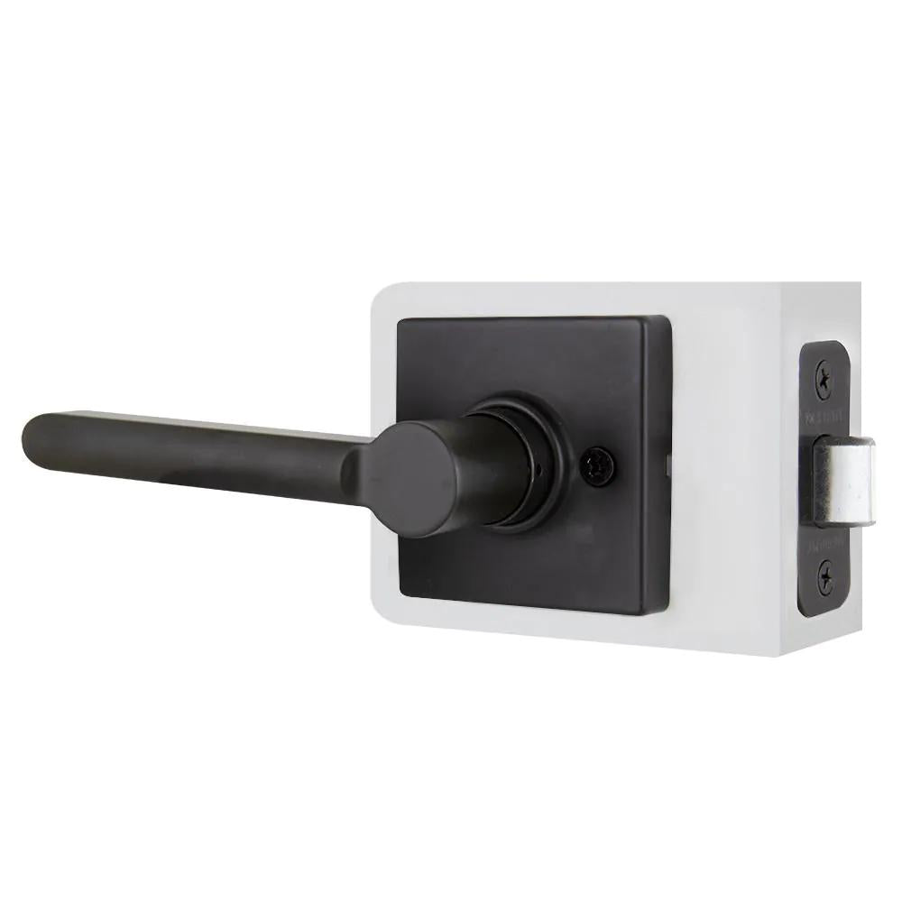 TonbridMatte Black Hall and Closet Door Lever with Square Rose (4-Pack)