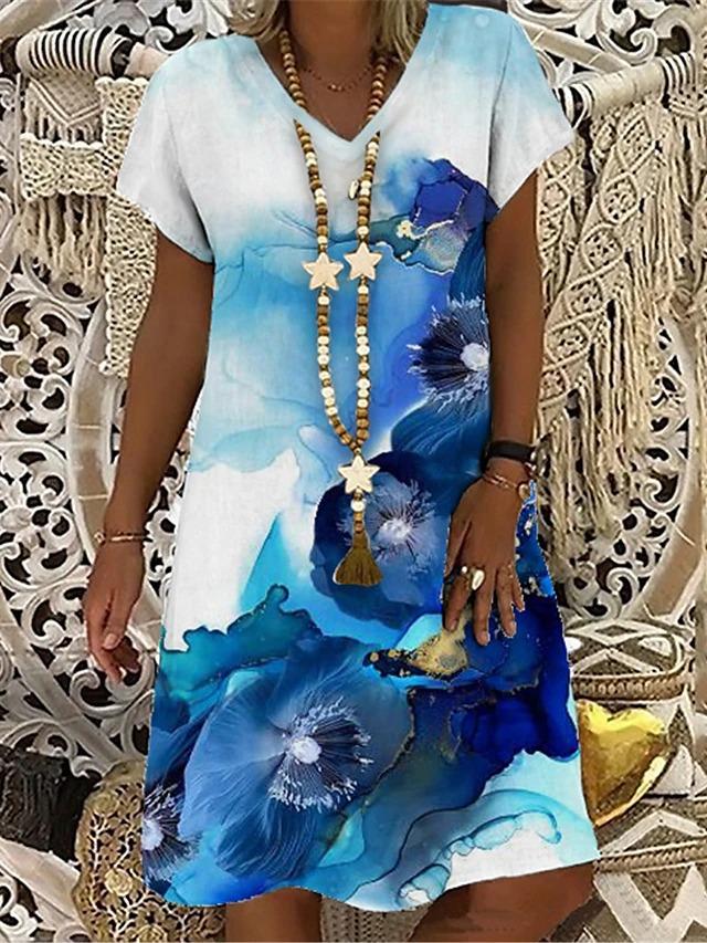 Womens Casual Flower Print Dress