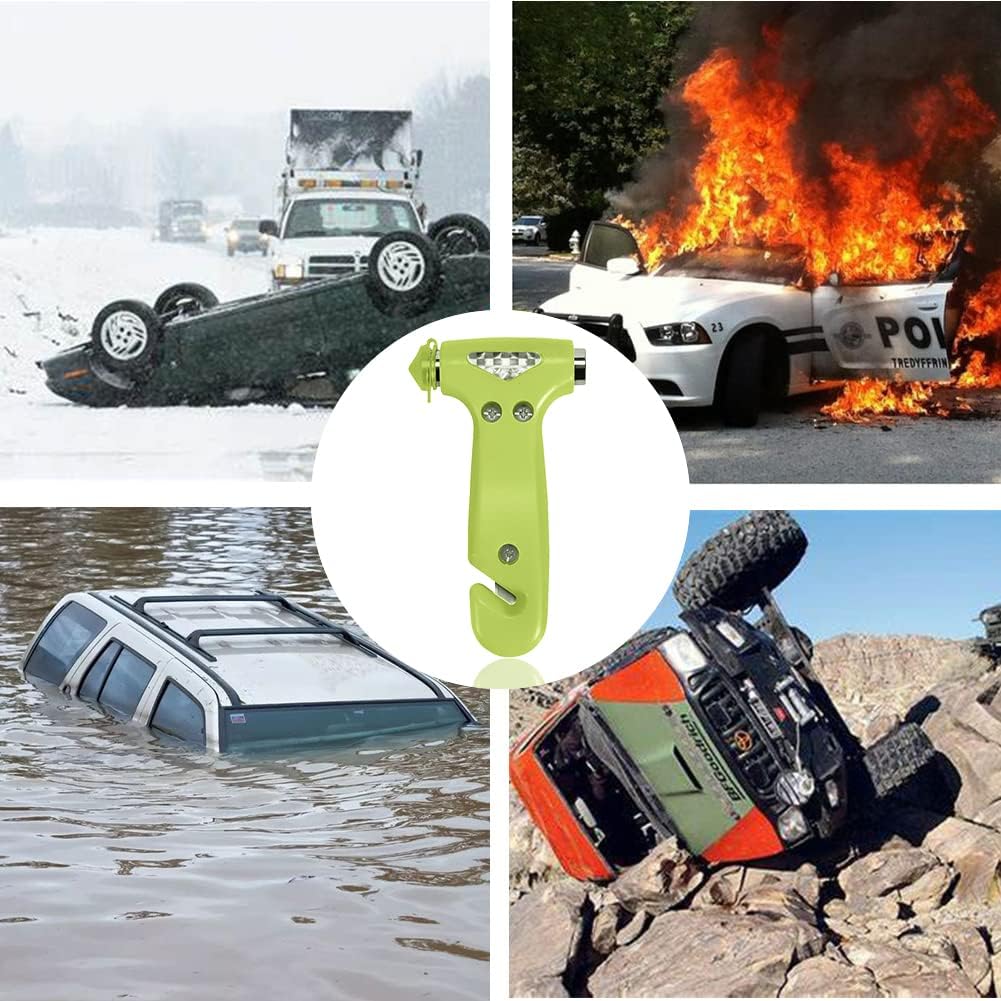 MOTORBUDDY 2-Pack Car Safety Hammer, Auto Emergency Escape Hammer with Window Breaker and Seat Belt Cutter, Emergency Escape Tool for Car Accidents, Glow in The Dark