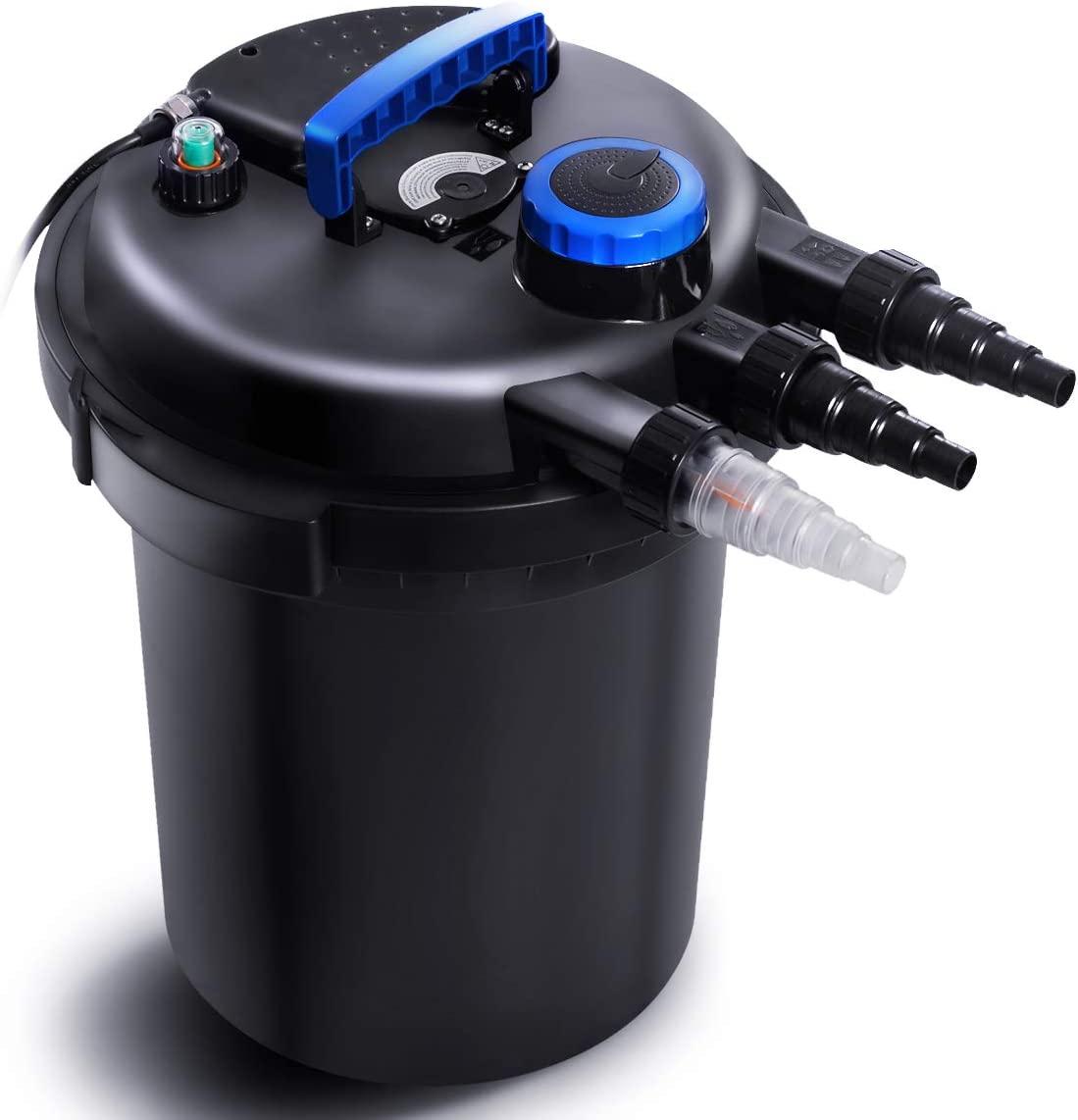 HAPPYGRILL Pond Filter 4000 Gallons Pond Pressure Bio Filter with 13W UV Light