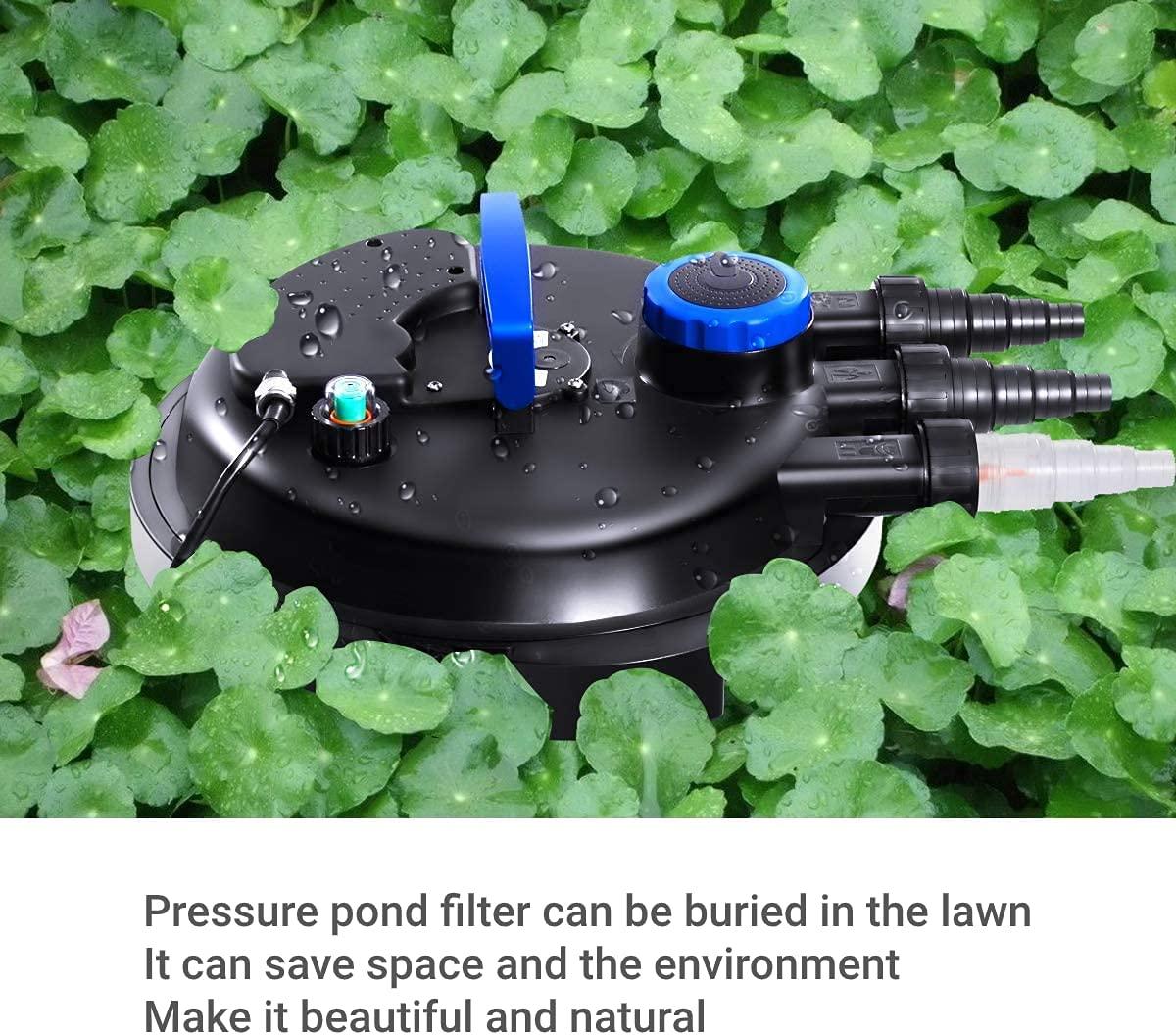 HAPPYGRILL Pond Filter 4000 Gallons Pond Pressure Bio Filter with 13W UV Light