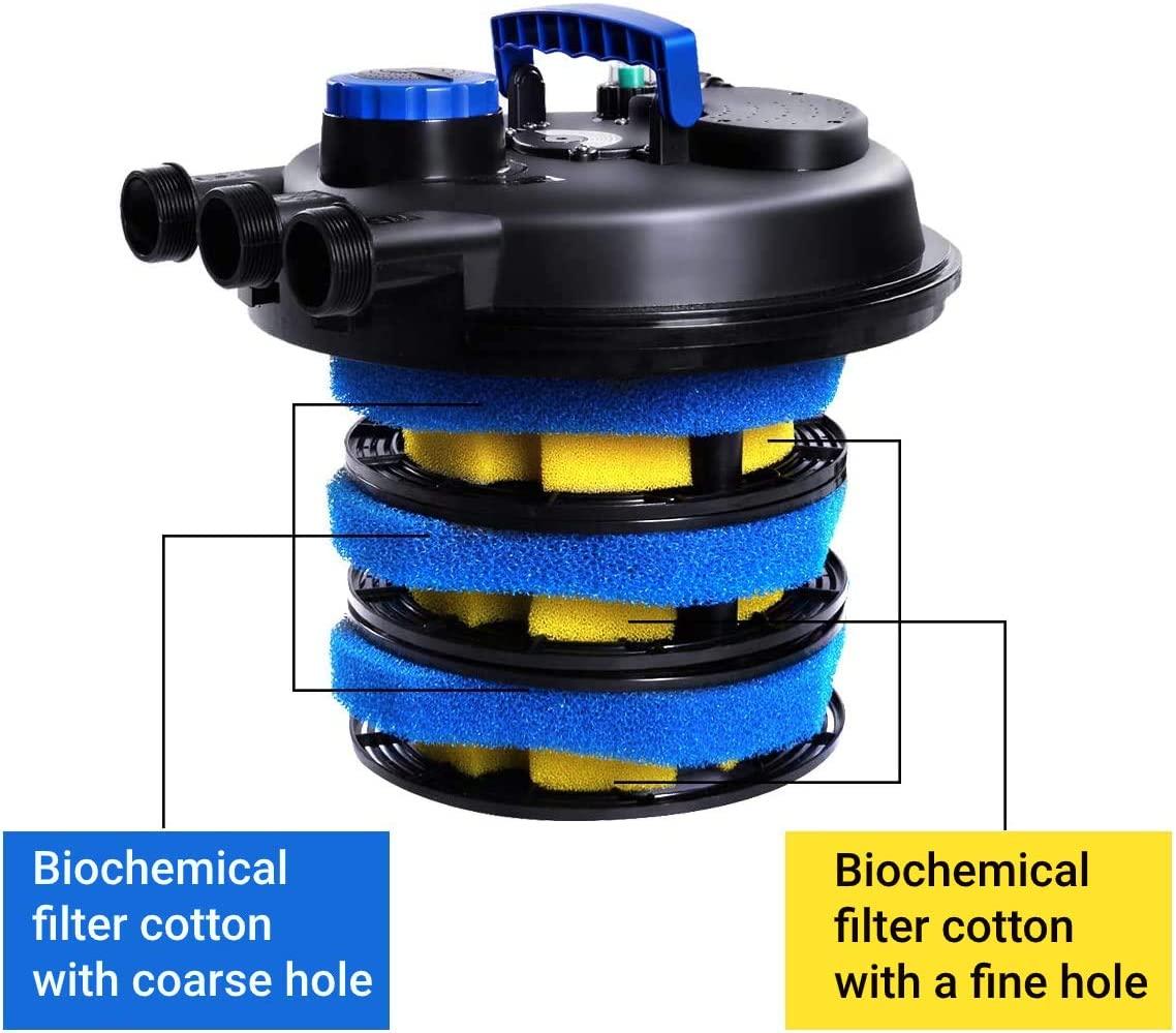 HAPPYGRILL Pond Filter 4000 Gallons Pond Pressure Bio Filter with 13W UV Light