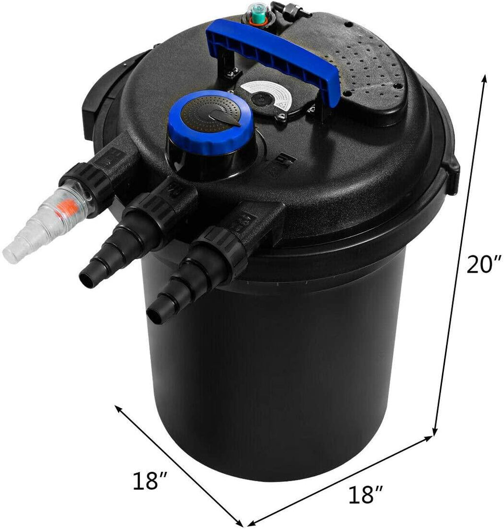 HAPPYGRILL Pond Filter 4000 Gallons Pond Pressure Bio Filter with 13W UV Light