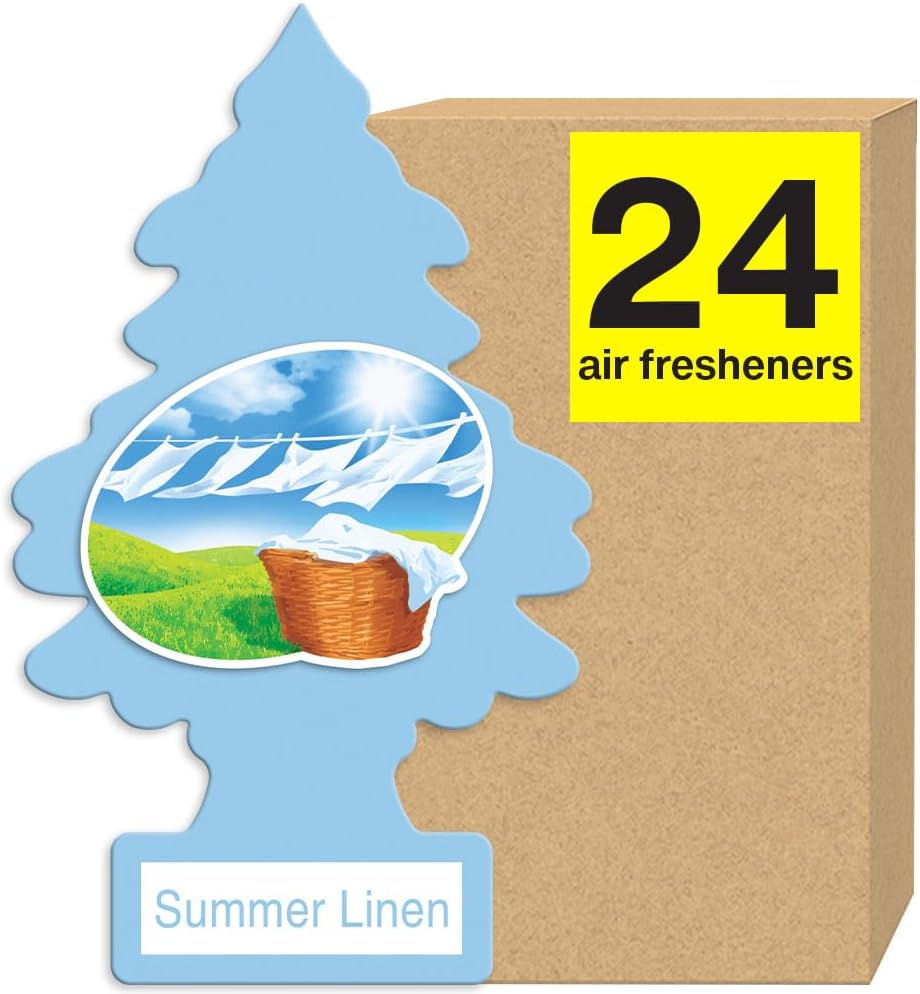 LITTLE TREES Air Fresheners Car Air Freshener. Hanging Tree Provides Long Lasting Scent for Auto or Home. Summer Linen, 24 Air Fresheners