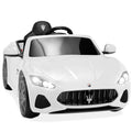 Kids 12V Licensed Maserati GranCabrio Ride On Sports Car w/ Remote Control, AUX, LED Lights - White