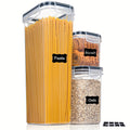 3/4/7pcs Plastic Airtight Food Containers For Kitchen Organization With Lids, 24 Labels, 1 Marker For Cereal And Flour StoraContainers PP Material