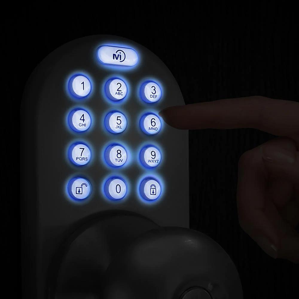 Satin Nickle Single-Cylinder Electronic Door Knob with Keyless Back-Lit Keypad Entry