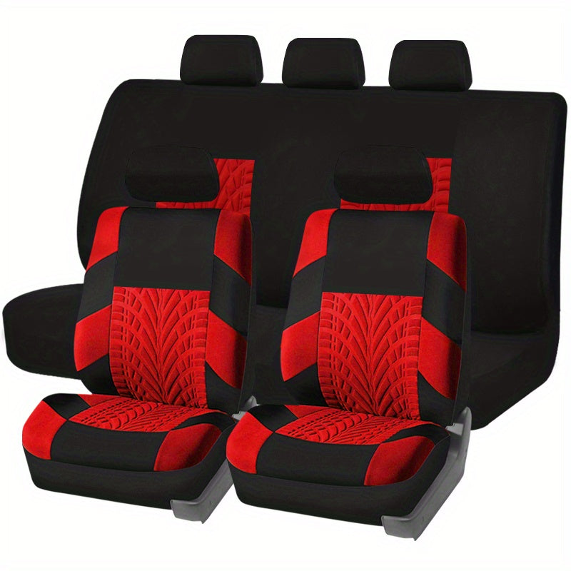 Car Seat Covers, Polyester Full Set Universal Seat Protector Decoration Thick Foam (1bag Of Metal Hooks Put In One Of The Headrest Covers）