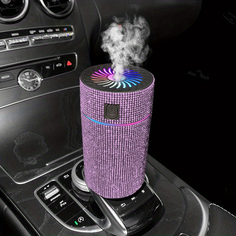 Luxury Rhinestone Car Diffuser Humidifier With LED Light Auto Air Purifier Aromatherapy Diffuser Air Freshener Car Accessories