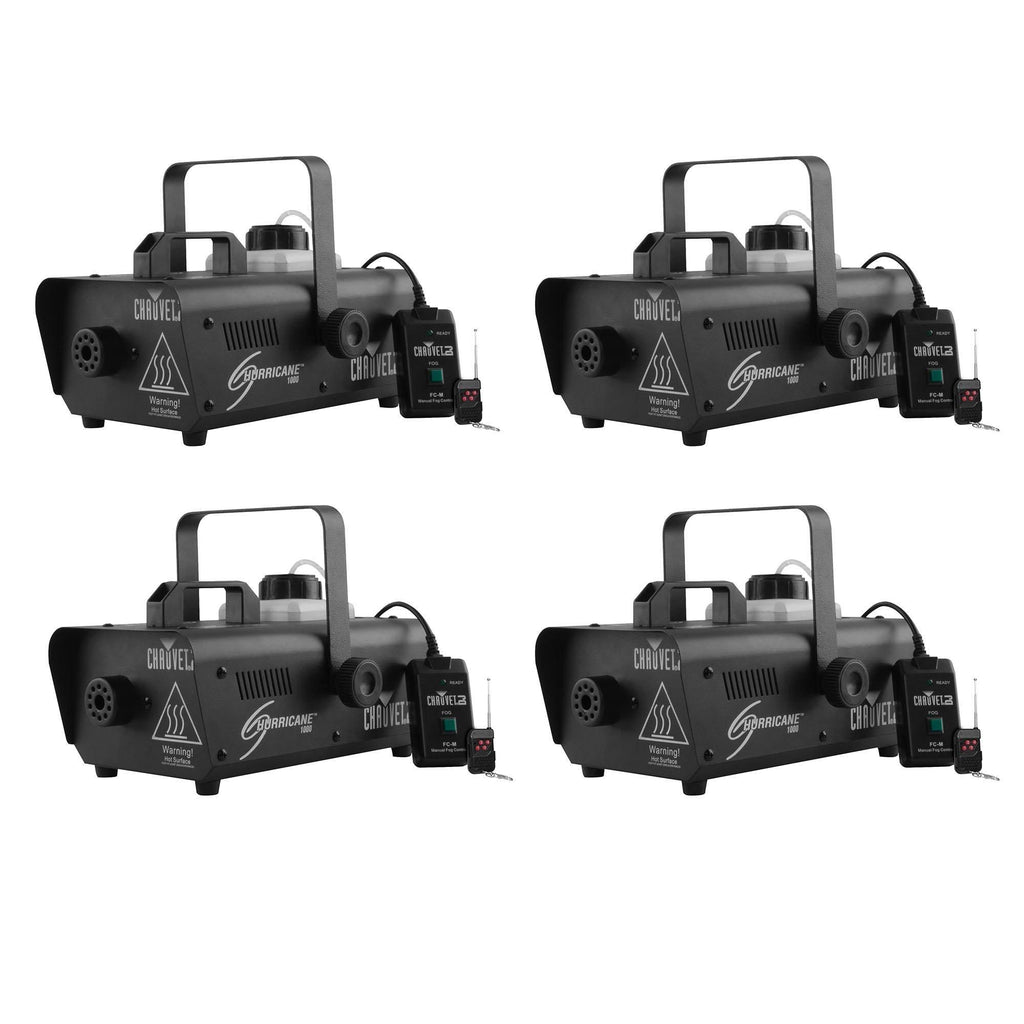 Chauvet DJ Hurricane 1000 Pro Fog/Smoke Machine with Remotes, H1000 (4 Pack)