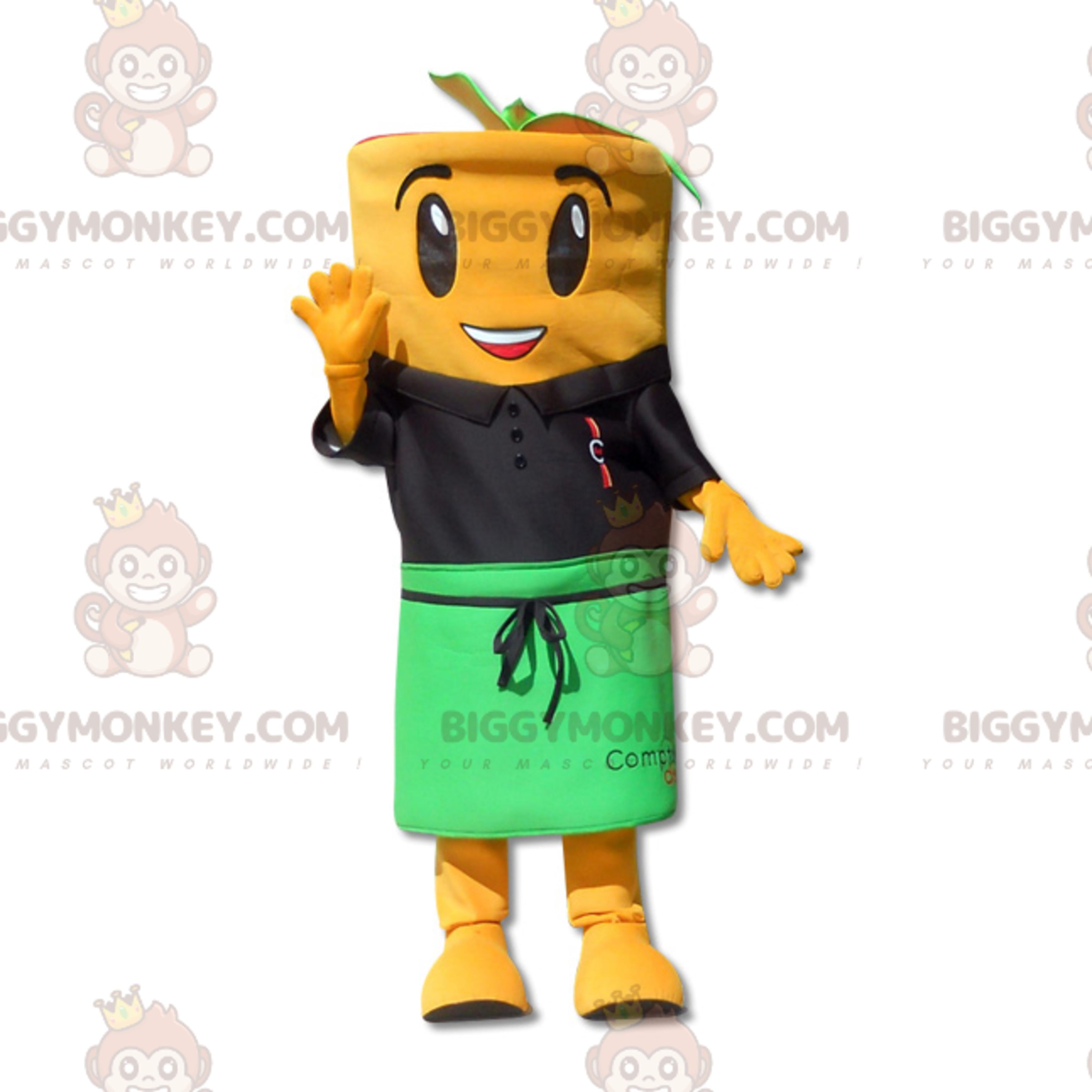 OranCarrot BIGGYMONKEYMascot Costume with Polo Shirt and Apron