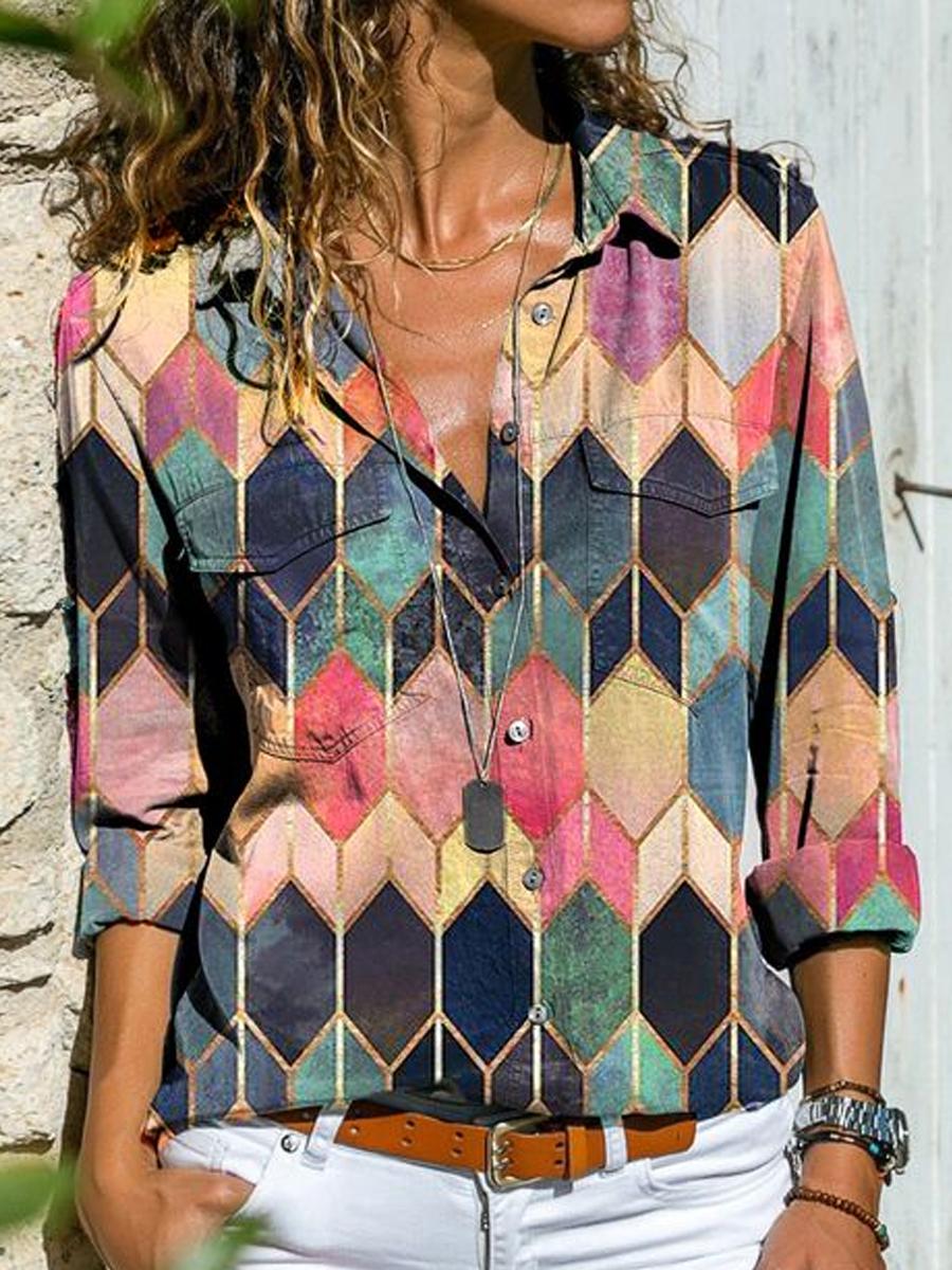 Fashion Color Block Single-breasted Shirt