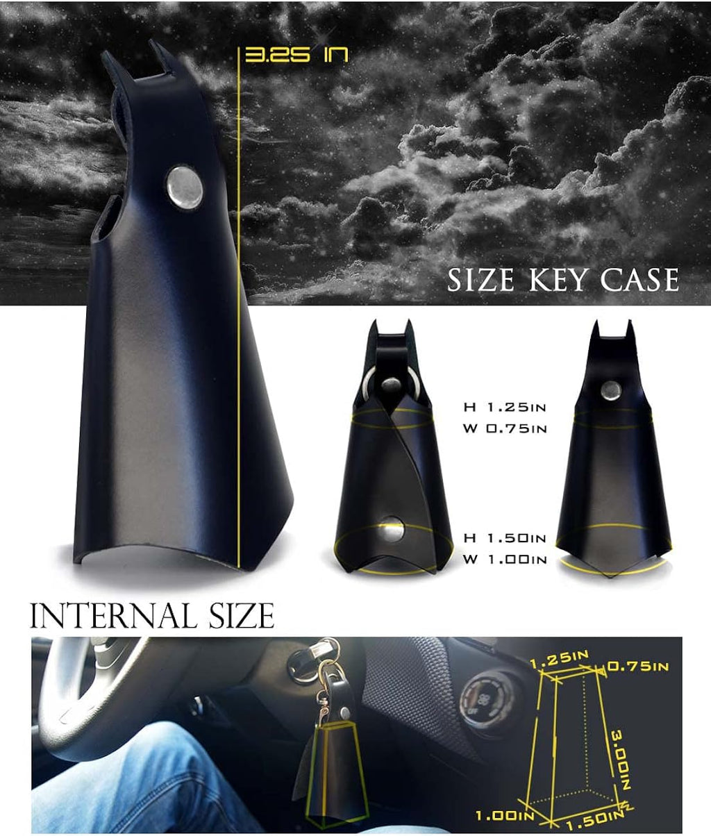 CAILLU KeyChain Leather Bat for men gifts and women Car key fob case,pop keys ring cover holder for stocking stuffers for men
