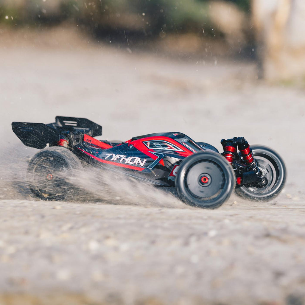 ARRMA 1/8 TYPHON 6S BLX 4WD Brushless By with Spektrum RTR, Red/Grey, ARA106046