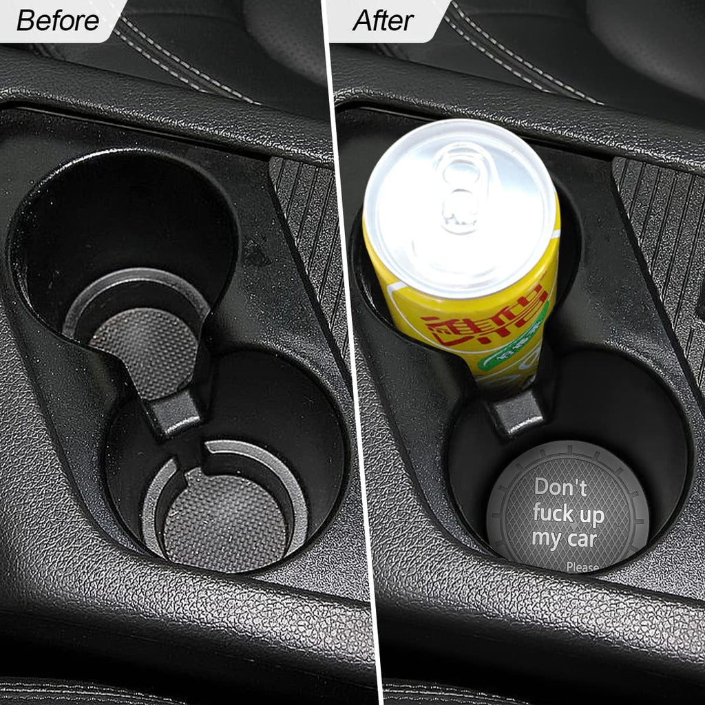 8sanlione Car Cup Coaster, 4Pcs 2.75 Inch Auto Cup Holder Insert Coasters, Non-Slip Waterproof Embedded Drink Mat, Automotive Interior Accessories for Men and Women (D Gray/4PCS)