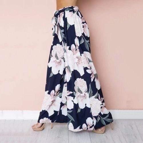 floral wide leg pants