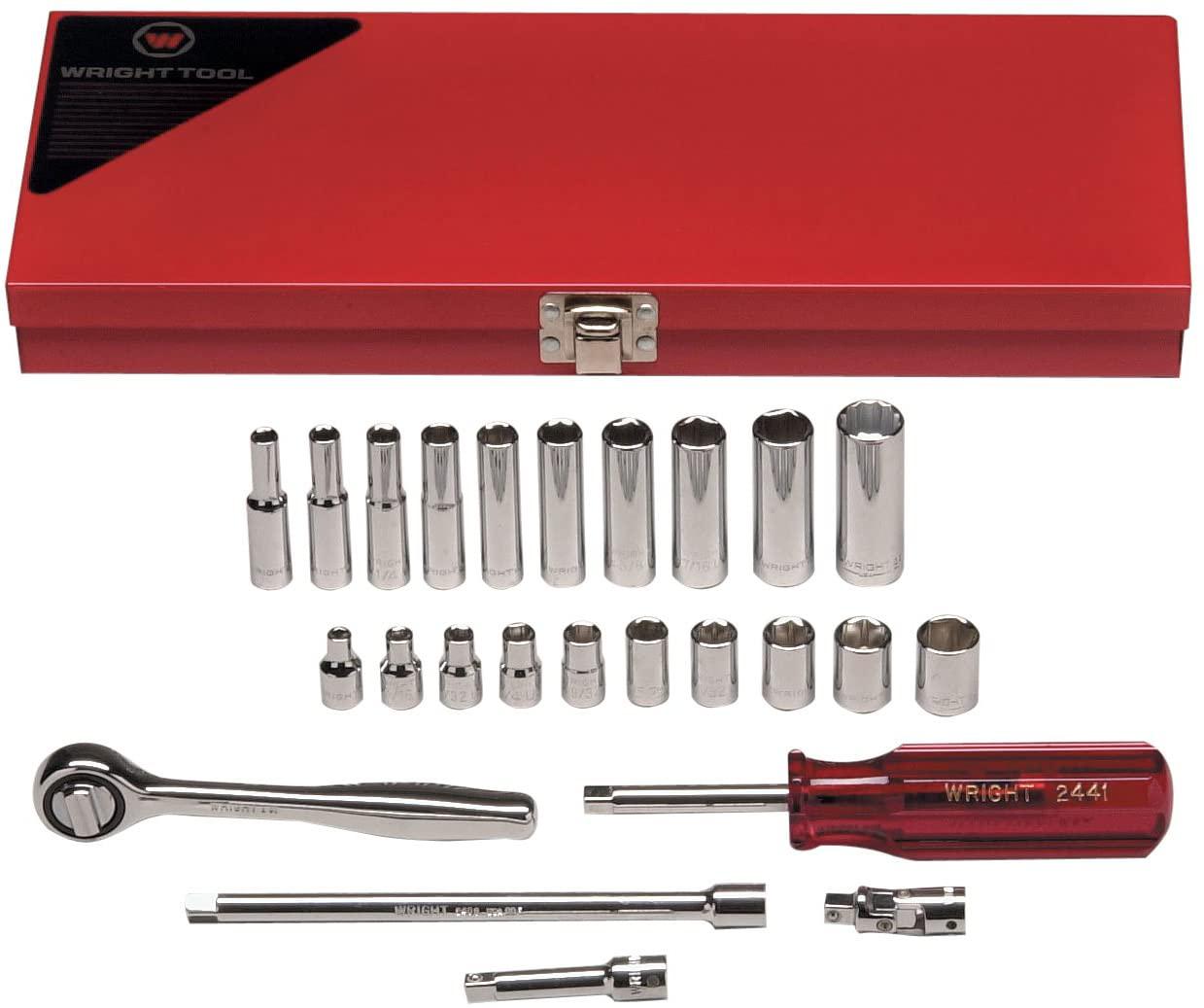 Wright Tool 223 1/4" Drive 6 Point Standard and Deep Socket Set (23-Piece)