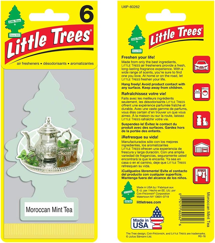 LITTLE TREES Air Fresheners Car Air Freshener. Hanging Tree Provides Long Lasting Scent for Auto or Home. Moroccan Mint Tea, 24 Air Fresheners