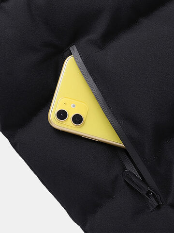 mens windproof warm stand collar thicken solid overcoats with pocket