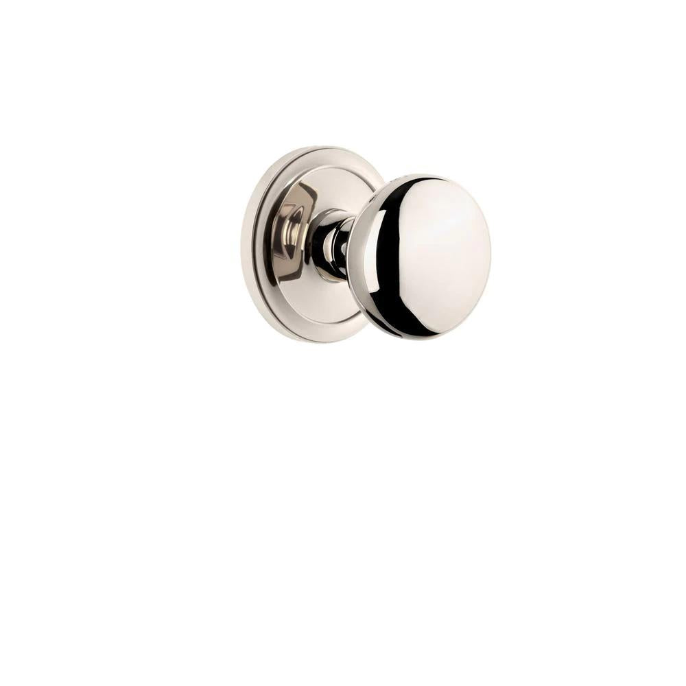 Circulaire Rosette 2-3/8 in. Backset Polished Nickel Privacy Bed/Bath with Fifth Avenue Door Knob