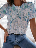 Womens Casual Fashion Floral Print T-shirt