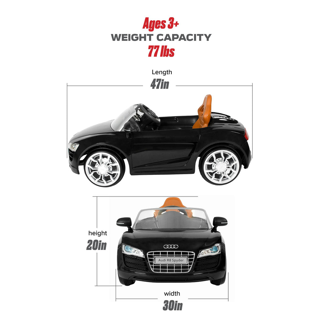 Rollplay Audi R8 Spyder 6 Volt Battery-Powered Ride-On Vehicle, Black
