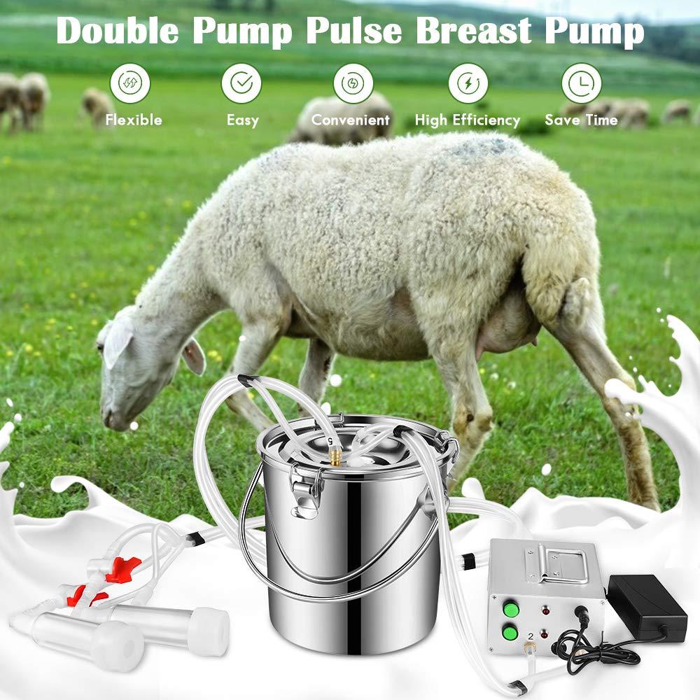 7L MilMachine for Cow Goat, S SMAUTOP MilMachine for Farms Or Daily Family Electric Vacuum Pulsation Suction Pump, Portable Automatic with Brush Milk Lining