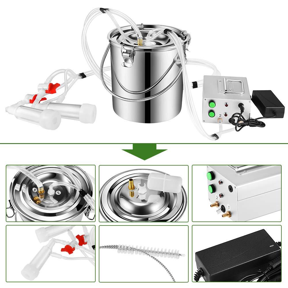 7L MilMachine for Cow Goat, S SMAUTOP MilMachine for Farms Or Daily Family Electric Vacuum Pulsation Suction Pump, Portable Automatic with Brush Milk Lining