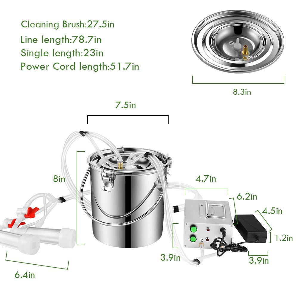 7L MilMachine for Cow Goat, S SMAUTOP MilMachine for Farms Or Daily Family Electric Vacuum Pulsation Suction Pump, Portable Automatic with Brush Milk Lining