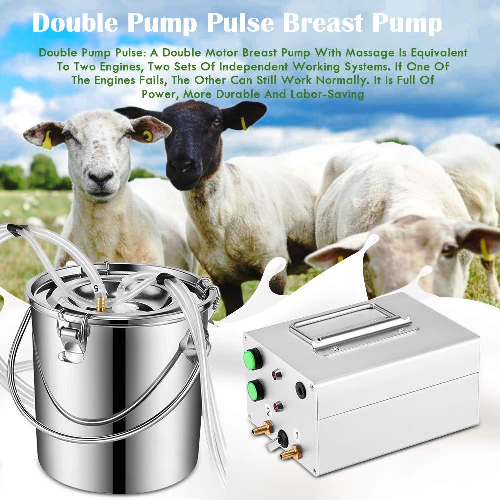 7L MilMachine for Cow Goat, S SMAUTOP MilMachine for Farms Or Daily Family Electric Vacuum Pulsation Suction Pump, Portable Automatic with Brush Milk Lining