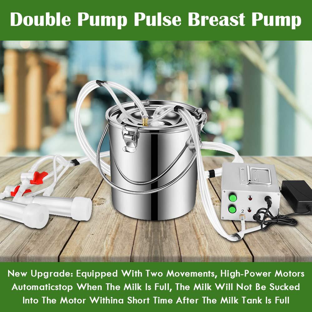 7L MilMachine for Cow Goat, S SMAUTOP MilMachine for Farms Or Daily Family Electric Vacuum Pulsation Suction Pump, Portable Automatic with Brush Milk Lining