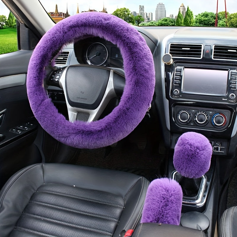 Stay Warm &amp; Stylish This Winter with Our Furry Steering Wheel Cover Set!