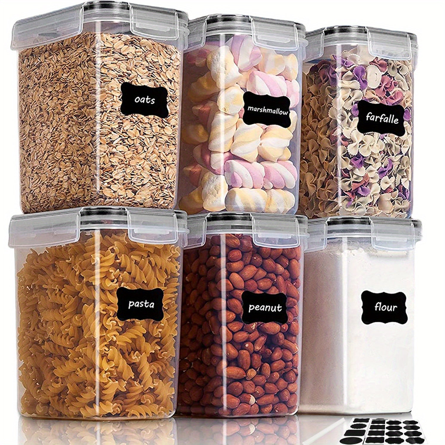 1/6pcs 54oz/1.6L Airtight Plastic Food StoraContainers With Lid, BPA Free,PP Material, No LeaKitchen Organizer For Coffee Beans Flour Sugar