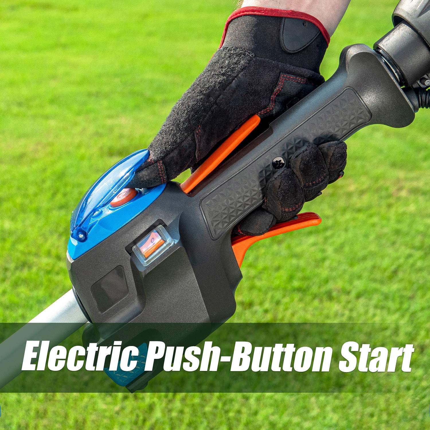 LawnMaster NPTGCP2517B No-Pull Gas String Trimmer with Electric Start 25cc 2 Cycle,17-Inch
