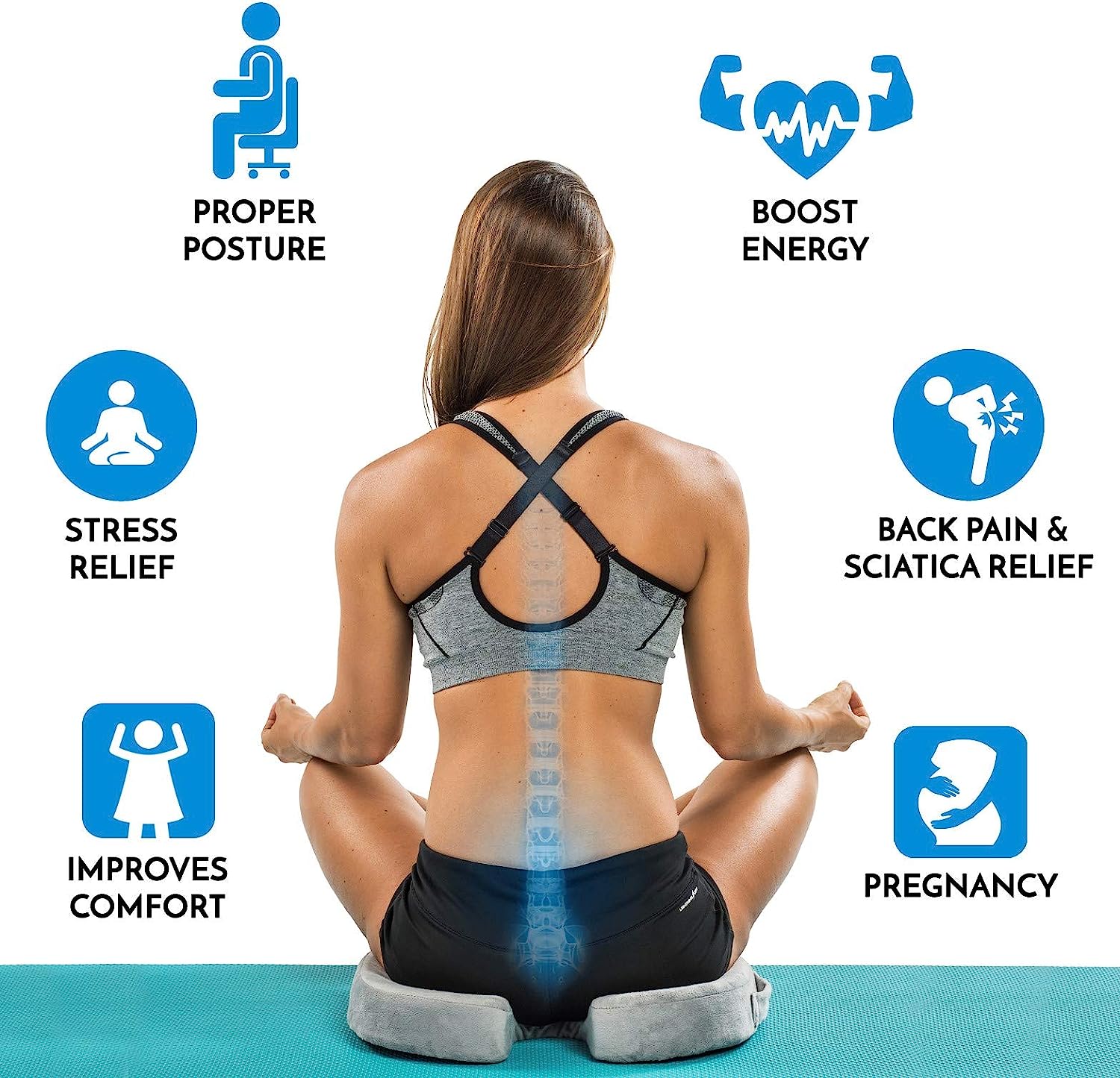 ComfiLife Gel Enhanced Seat Cushion - Non-Slip Orthopedic Gel &amp; Memory Foam Coccyx Cushion for Tailbone Pain - Office Chair Car Seat Cushion - Sciatica &amp; Back Pain Relief