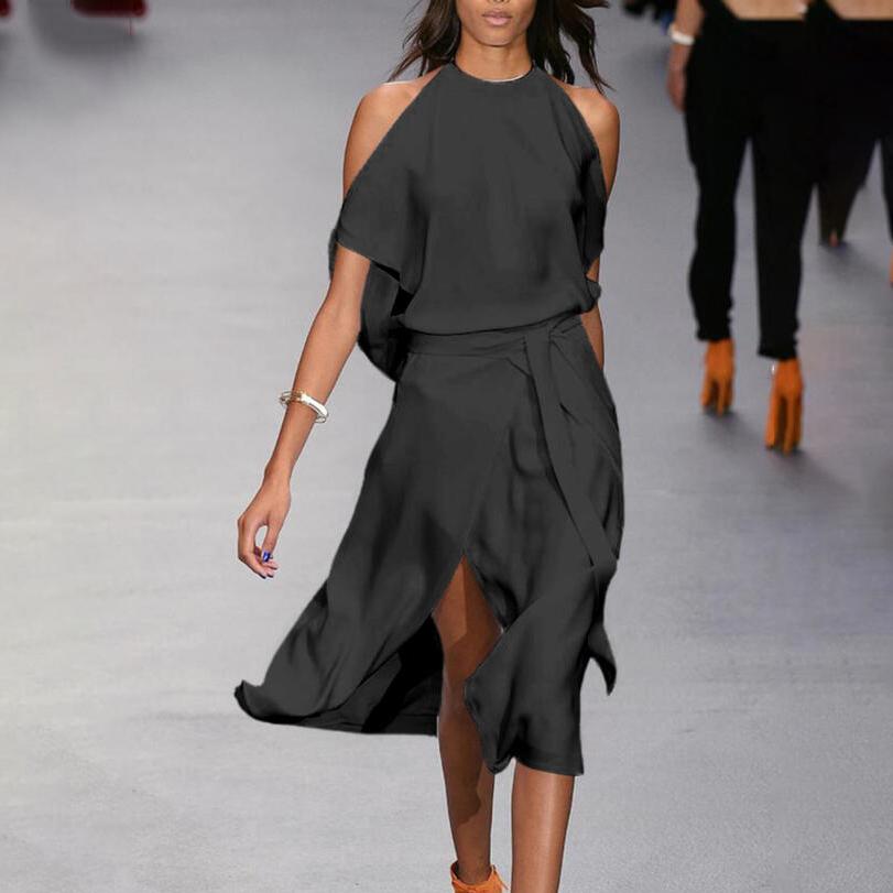Fashion solid color strapless dress